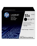 HP 51X (Q7551X) Black Toner Cartridge High Yield, 2 Toner Cartridges (Q7551XD) for HP LaserJet P3005 M3035 M3027